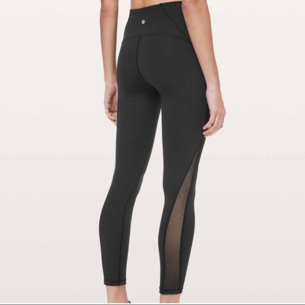 Black Lululemon leggings with side mesh